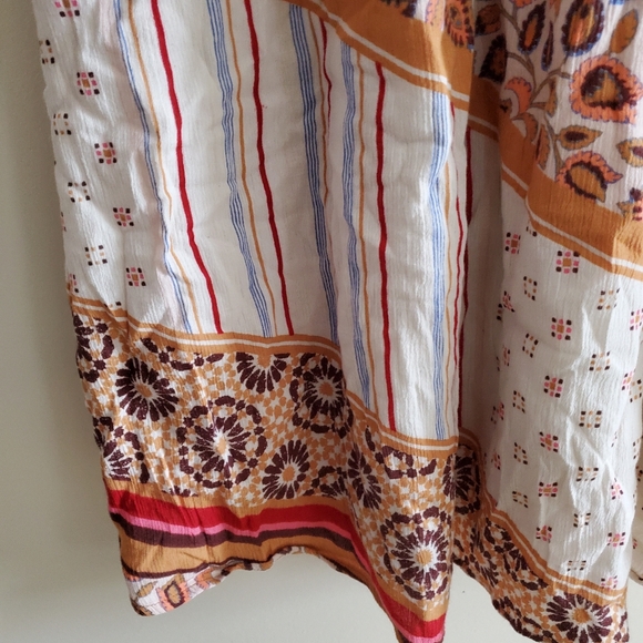 Aerie Boho Spaghetti Strap Midi Dress Mixed Pattern Summer Dress Size Large - Picture 6 of 10